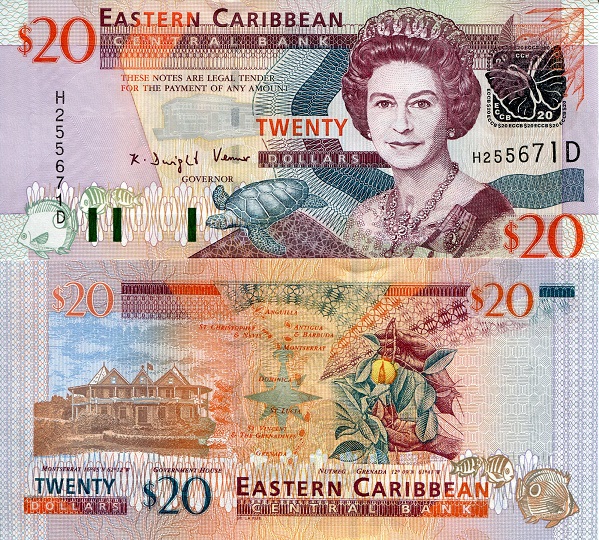 Dominica  20 Dollars Pick Number: 44D UNC Banknote