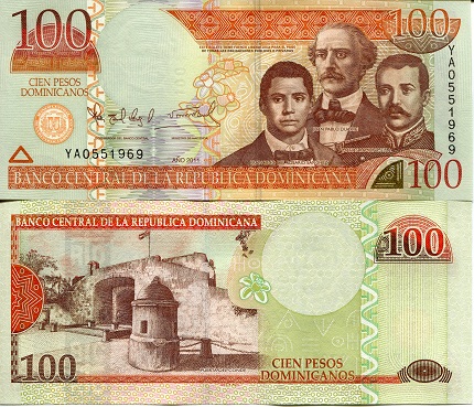 Dominican Republic 100 Pesos Pick Number: 184a UNC Banknote