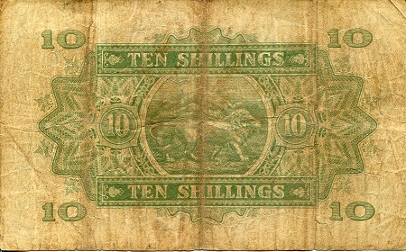 East Africa 10 Shillings VG/G (see large scan) pick #: 29C2