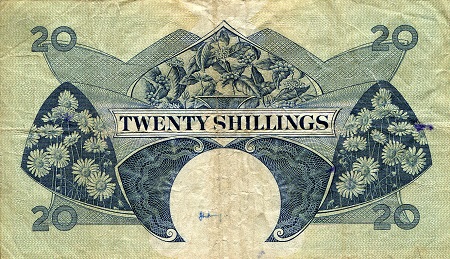 East Africa 20 Shillings VG/G (see large scan) pick #: 39a