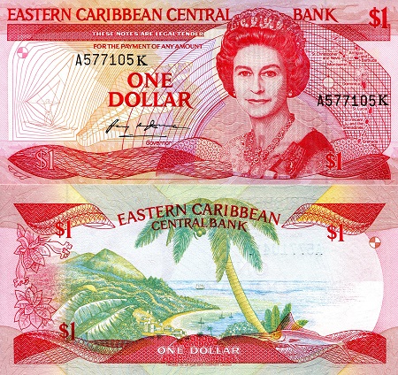 Saint Kitts and Nevis 1 Dollar Pick Number: 17K UNC Banknote