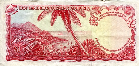 Eastern Caribbean States 1 Dollar VF (rough edges) pick #: 13c10