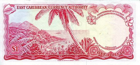 Eastern Caribbean States 1 Dollar aUNC (see large scan) pick #: 13d