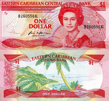 Saint Kitts and Nevis 1 Dollar Pick Number: 17K aUNC (see large scan) Banknote