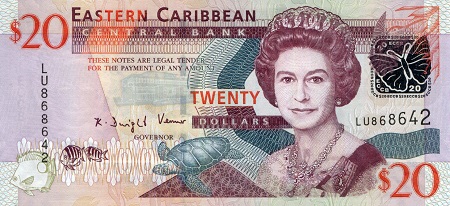 Eastern Caribbean States 20 Dollars Pick Number: 5349a UNC Banknote