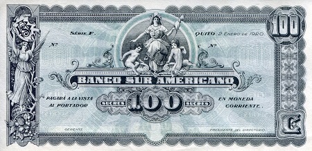 Ecuador 100 Sucres Pick Number: S254 XF (see large scan) Banknote