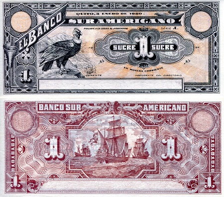 Ecuador 1 Sucre Pick Number: s251r aUNC/XF+ (see large scan) Banknote