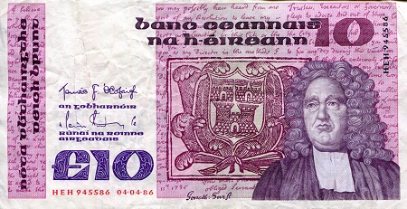 Ireland (Eire) 10 Pound Pick Number: 72b VF/F (see large scan) Banknote