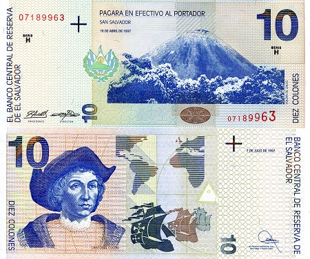 El Salvador 10 Colones Pick Number: 148a UNC Banknote