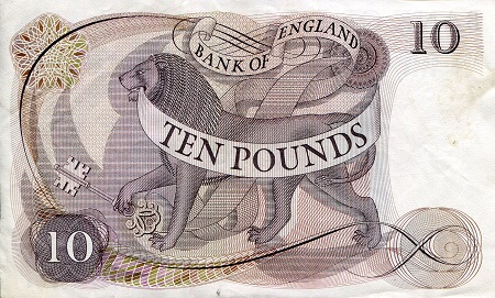 England 10 Pounds XF (see large scan) pick #: 376a