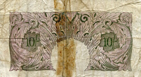 England 10 Shillings G  (tape residue) pick #: 362c