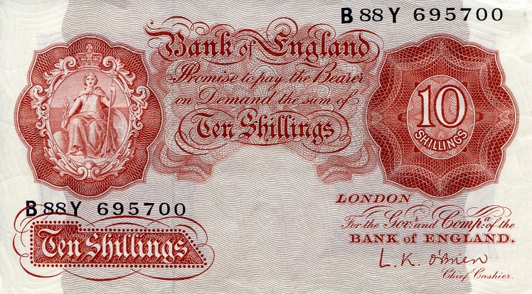 England 10 Shillings Pick Number: 368c XF Banknote