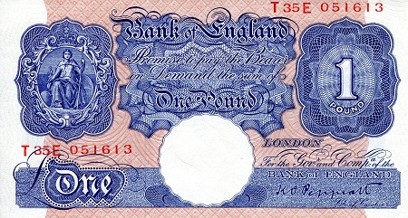England 1 Pound Pick Number: 367a XF/VF (see scan) Banknote