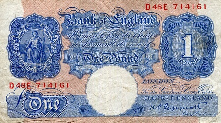 England 1 Pound Pick Number: 367a F (see large scan) Banknote