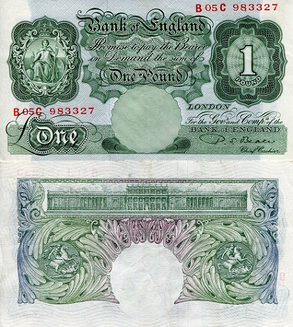 England 1 Pound Pick Number: 369e VF (see scan Banknote