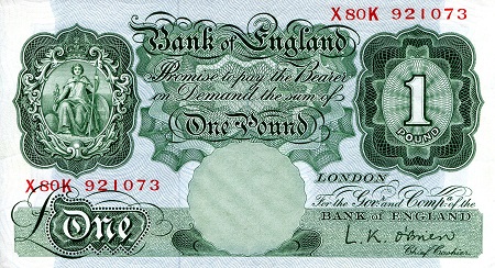 England 1 Pound Pick Number: 369c XF/VF (see scan Banknote
