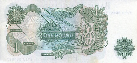 England 1 Pound aUNC/XF (see large scan) pick #: 374g