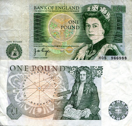 England 1 Pound Pick Number: 377a VG (see large scan) Banknote