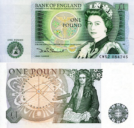 England 1 Pound Pick Number: 377b UNC Banknote