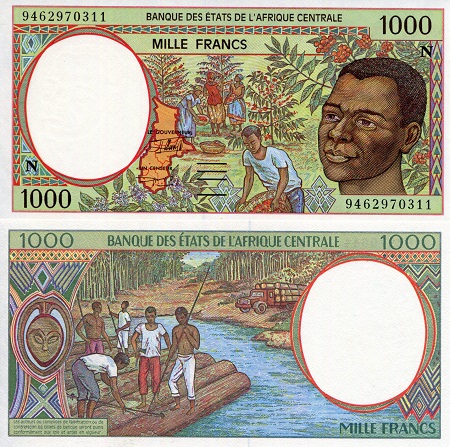 Equatorial Guinea 1,000 Francs Pick Number: 502Nb UNC (printed on thinner paper) Banknote