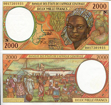 Equatorial Guinea 2,000 Francs Pick Number: 503Ng UNC (printed on thinner paper) Banknote