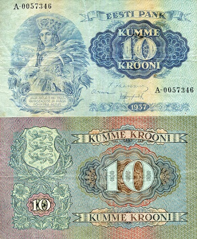 Estonia 10 Krooni Pick Number: 67b VF/F (see large scan) Banknote