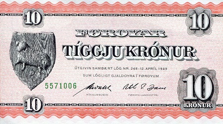 Faeroe Islands 10 Kronur Pick Number: 14d UNC Banknote