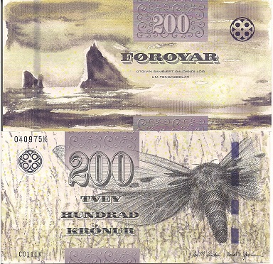 Faeroe Islands 200 Kronur Pick Number: 31 UNC Banknote