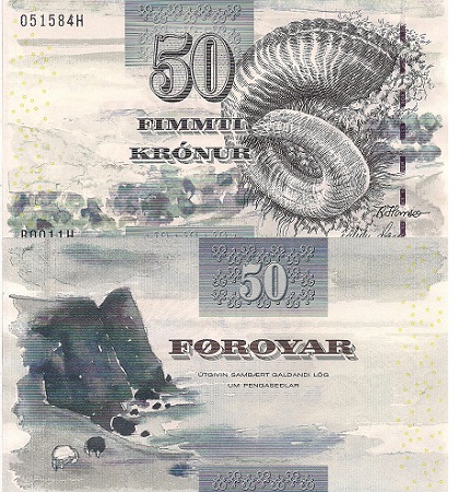 Faeroe Islands 50 Kronur Pick Number: 24 UNC Banknote