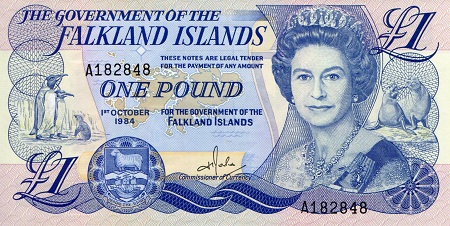 Falkland Islands 1 Pound Pick Number: 13a aUNC Banknote