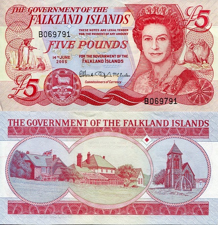 Falkland Islands 5 Pound Pick Number: 17a UNC Banknote