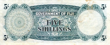 Fiji 5 Shillings F (see large scan) Dirt Marks pick #: 51c