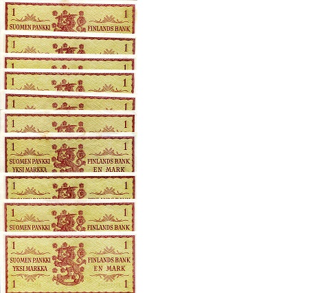 Finland 1 Markkaa XF-VF pick #: 98s - set: all different signs