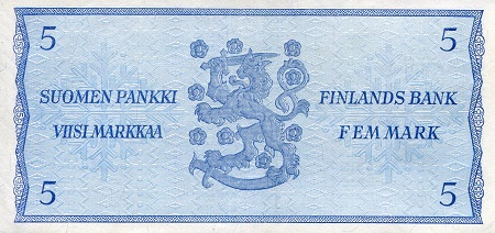 Finland 5 Markkaa UNC pick #: 103a