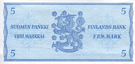 Finland 5 Markkaa UNC pick #: 106A