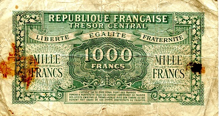 France 1000 Francs VG/G pick #: 107