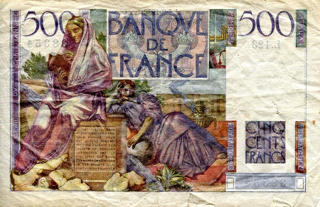 France 500 Francs F (see large scan)  pick #: 129c