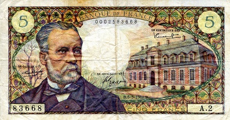 France 5 Francs Pick Number: 146a F/ VG (pin holes) Banknote
