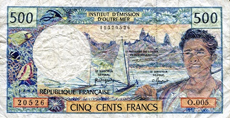 French Pacific Territories  500 Francs Pick Number: 1b VG (see large scan) Banknote