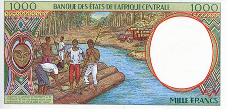 Gabon 1,000 Francs UNC (printed on thinner paper) pick #: 402Lc