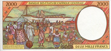Gabon 2,000 Francs UNC (printed on thinner paper) pick #: 403Lb