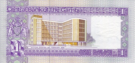 Gambia 1 Dalasi aUNC pick #: 8a