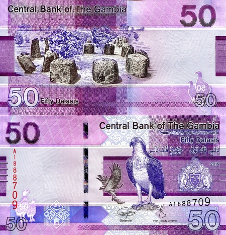 Gambia 50 Dalasi Pick Number: New UNC Banknote