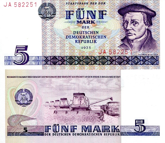 Germany, East (GDR) 5 Mark Pick Number: 27a XF (edge issue) Banknote
