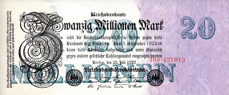 Germany 20,000,000 Mark Pick Number: 97b aUNC Banknote