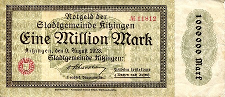 Germany - Notgeld 1 Million Marks Pick Number: NP VF/F (see large scan) Banknote