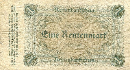 Germany 1 Rentenmark VG pick #: 161a