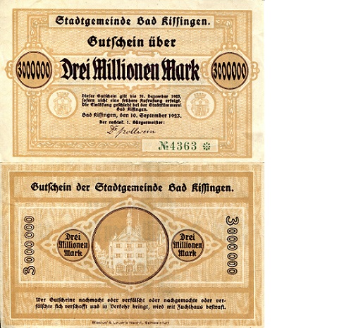 Germany - Notgeld 3000000 Mark Pick Number: NP XF/VF (see large scan) Banknote