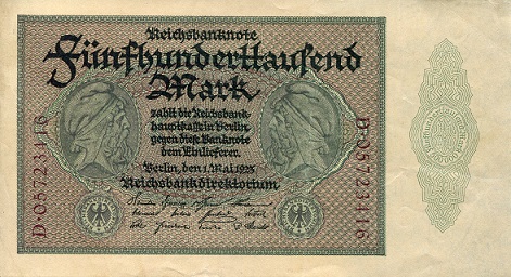 Germany 500000 Marks Pick Number: 88b XF Banknote