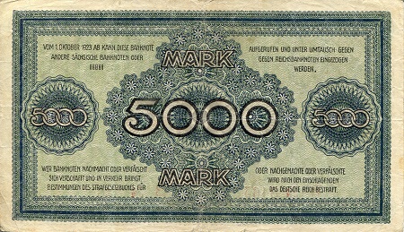 Germany 5,000 Marks F (see large scan) pick #: S957a